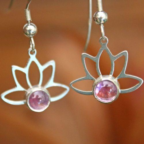 Pendientes Lotus con AMATISTA