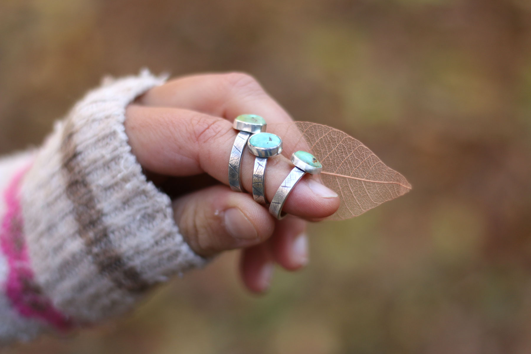 Anillo HOJA II con Turquesa - Imagen 2