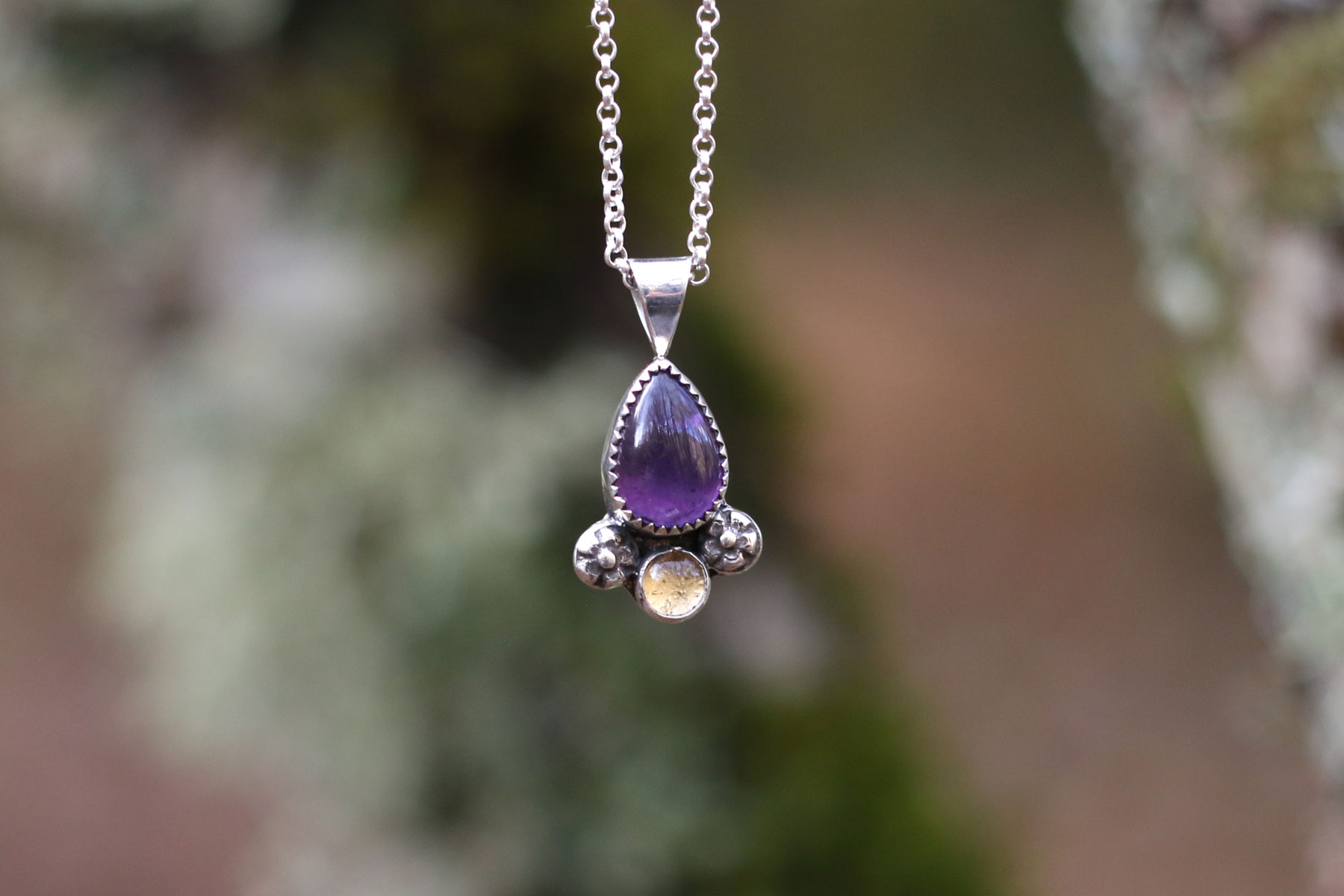 Colgante PETALO I con AMATISTA y CITRINO