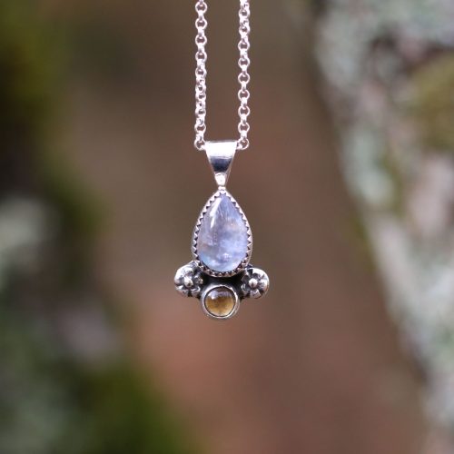 Colgante PETALO III con PIEDRA LUNA y CITRINO