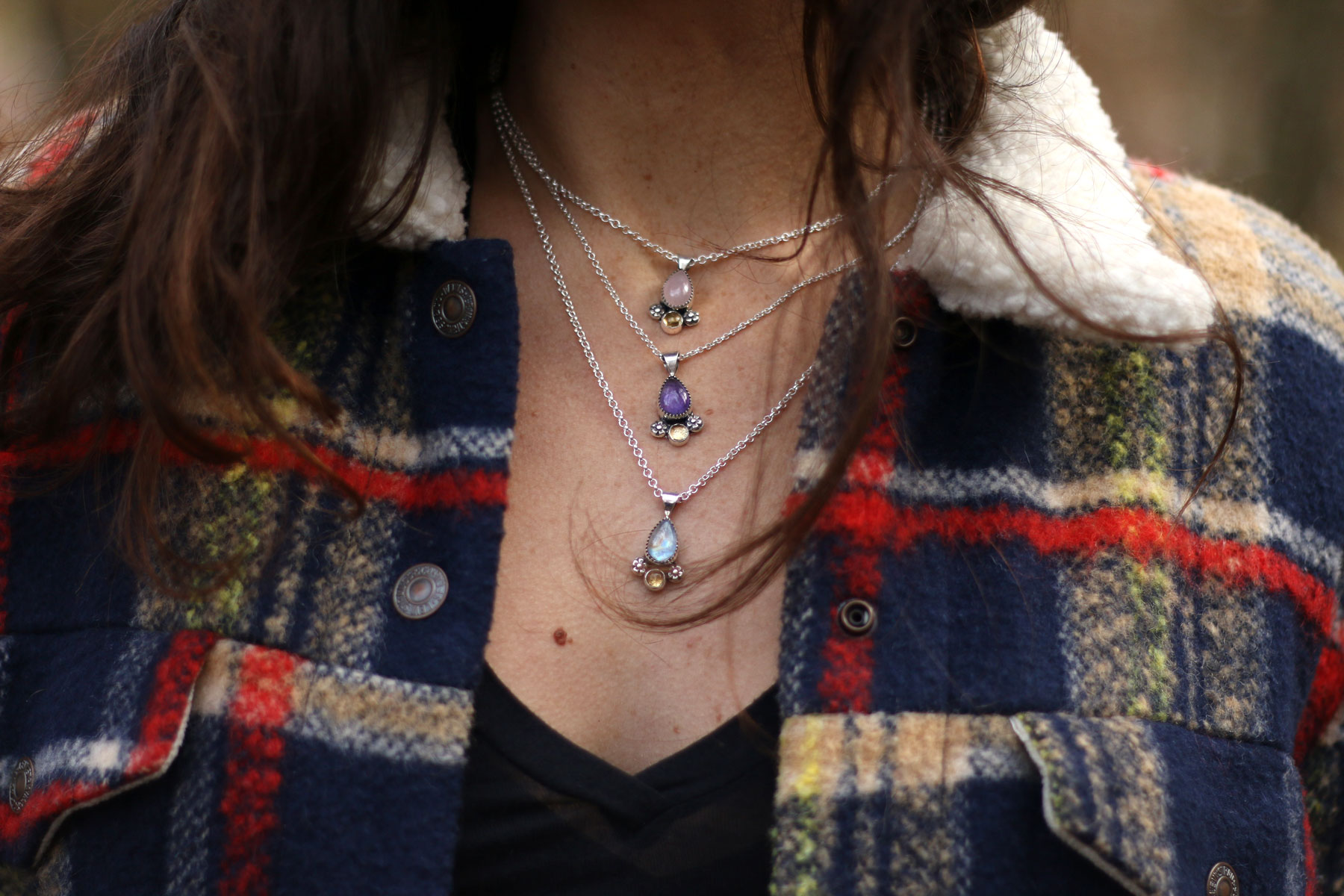 Colgante PETALO II con CUARZO ROSA y CITRINO - Imagen 2