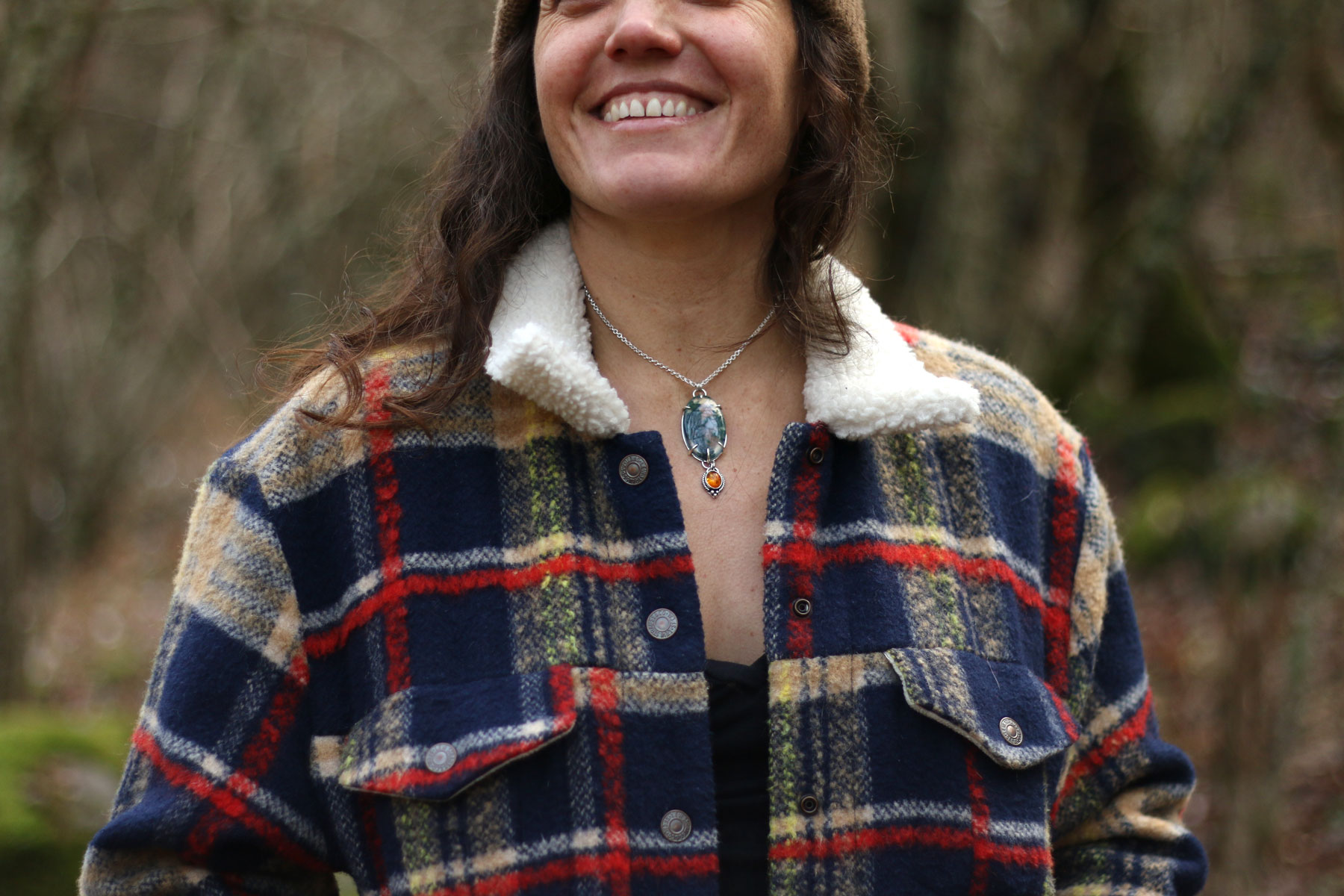 Colgante BOSQUE con AGATA MUSGOSA y AMBAR - Imagen 3