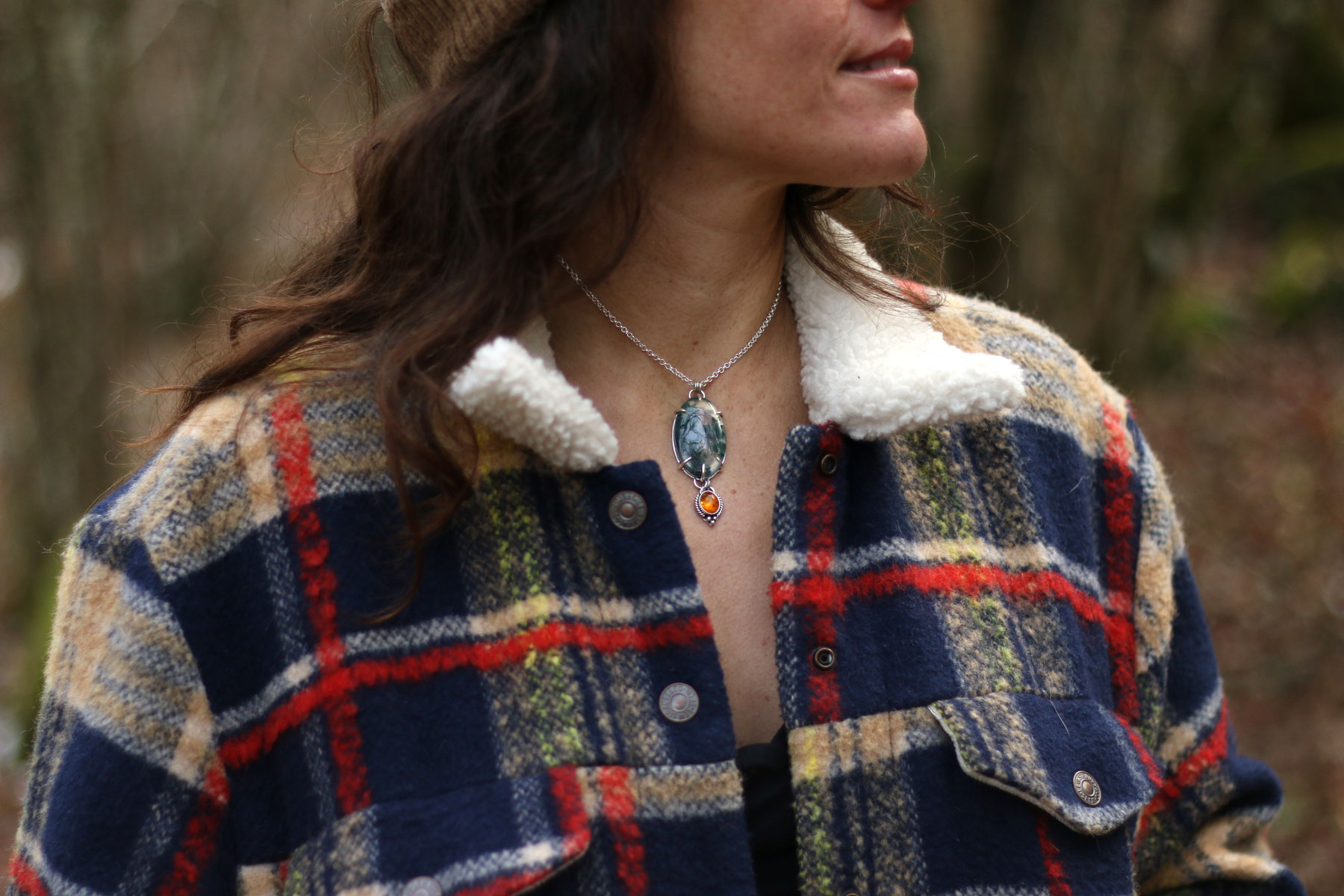 Colgante BOSQUE con AGATA MUSGOSA y AMBAR - Imagen 5